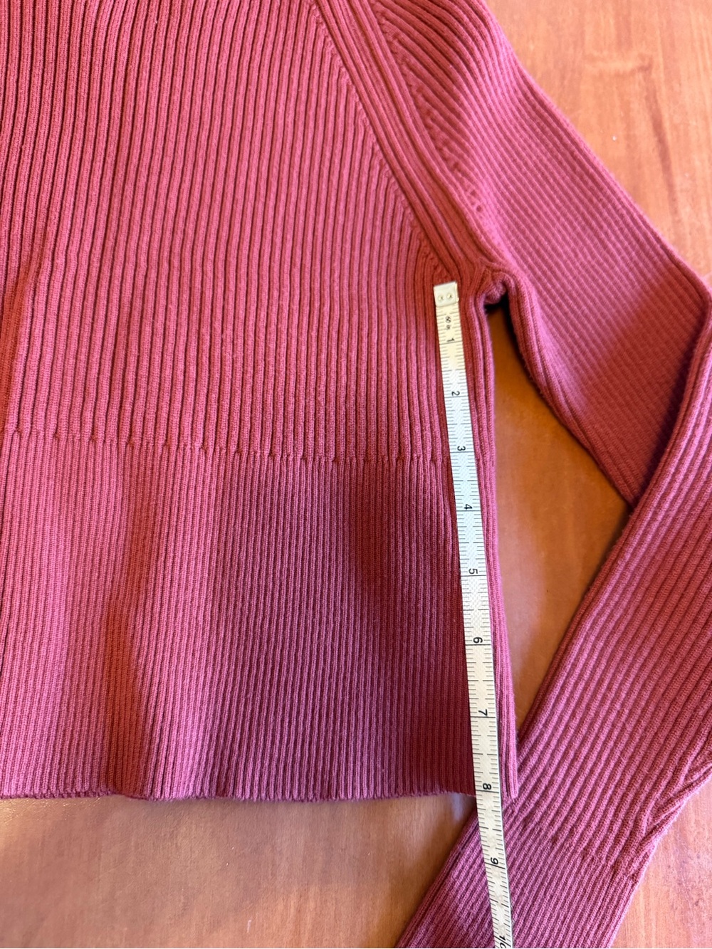 Women’s Ribbed Cropped Sweater - Rust Red - Picture 4 of 5